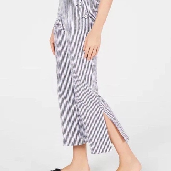 TRINA TURK Lyric Theatre Pants Seersucker Blue/White MidRise Straight Leg Size 6 - Picture 1 of 11